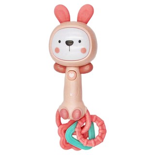 双美生活文創 萌萌兔音樂手搖鈴, Pink, 1個