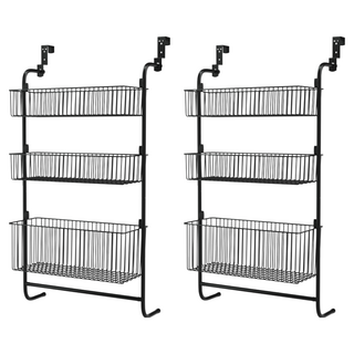 comet 多功能門掛式三層收納架, 黑色, 2個
