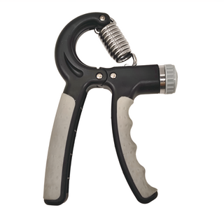 基礎款可調節握力器, 最高60kg, 帶計數器, 15.5 x 10cm, 黑灰色, 1個