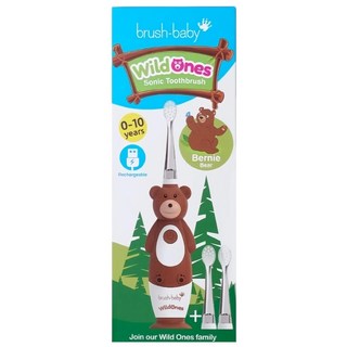brush-baby 充電式聲波電動牙刷, WildOnes系列, 適合0-10歲兒童, 單一商品, 棕熊 柏尼克, 1支