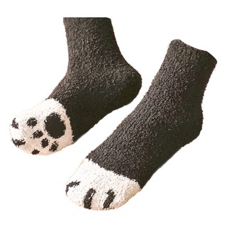 貓爪襪子 Set 5雙, 珊瑚絨, 28 x 8cm, 黑白貓