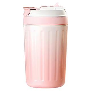 陶瓷層內膽不銹鋼保溫杯 雙飲款, 420ml 漸變粉, 1個
