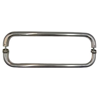 二折把手，雙彎白鐵門把 (對拉把手)，附不鏽鋼飾蓋, 1個, 白鐵色