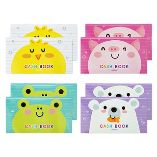 misoro 1000 記帳本 卡通可愛風, 小雞 白色 + 小豬 粉色 + 青蛙 綠色 + 小熊 紫色, 1組