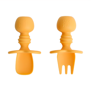 BUMKiNs 白金矽膠湯叉組, 湯匙 + 叉子, 香橙黃, 1組