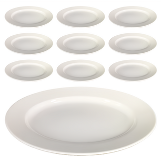 TATUNG 大同磁器 12吋長皿10個組 - 長形餐盤 磁器餐具, 白色, 1組