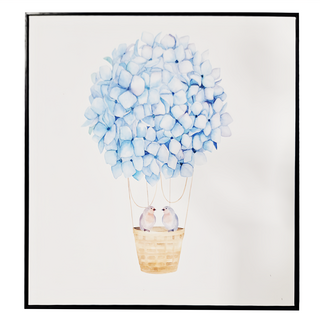 幸福起飛 繡球花裝飾畫, 60 x 60cm, 黑色框