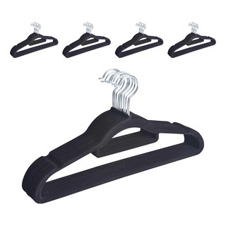 Craftsman In Storage 收納職人 無痕防滑 植絨衣架 42cm, 經典黑, 50個