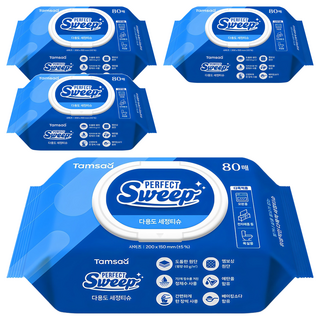 Tamsaa 小蘇打多用途清潔濕巾 80張 x 4包, 20 x 15cm