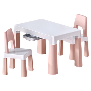 LILIKOKO 可增高兒童書桌椅組 一桌兩椅 8817-2 粉色 安全環保材質