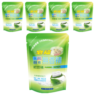皂福 無香精天然酵素肥皂精 補充包, 添加酵素去除污漬, 自然清潔力, 嬰幼兒衣物適用, 1.5kg, 5包