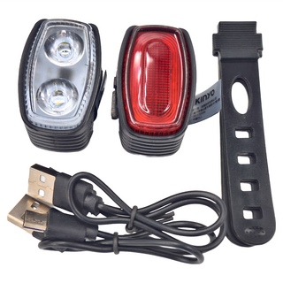 Kinyo 充電式自行車燈組 附USB充電線 + 綁帶, 白色前燈/紅色尾燈, 1組
