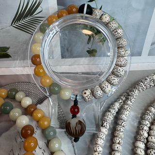 星月菩提根手串 蓮花造型 8mm, 1個, Multi-color