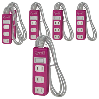 Tyson 太順電業 QPOWER 2孔1開4插延長線插座 TS-214B 過載保護, 1.8m, 洋紅色, 6條