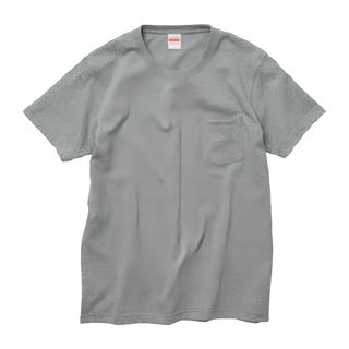 United Athle 厚磅口袋短T 100%純棉 耐洗耐穿不易鬆脫 左胸五角口袋設計, 麻灰色