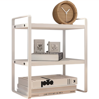 京太陽 雙層簡約桌上收納書架, 白架白色, 1個