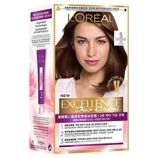 L'OREAL PARiS 巴黎萊雅 台灣公司貨 優媚霜三重護髮雙管染髮霜, 5 淺棕, 1組