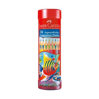 FABER-CASTELL 輝柏 115936 精緻棒棒筒水性色鉛筆 附水彩筆 水杯, 36色, 1組