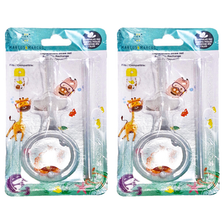 MARCUS&MARCUS 動物樂園幼兒吸管杯 吸管更換配件, 白色, 2組