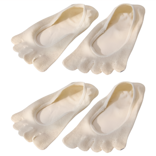 NicoFun 愛定做 桑蠶絲隱形止滑瑜伽五趾襪 女襪 2雙入 22~24.5cm, 藏青