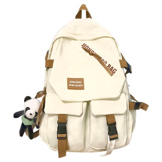 日系簡約無印風新款純色多層次魔術大空間收納出國登機防撥水雙肩抗震後背包 電腦包 減壓 470g, 30 x 13 x 43cm, 白色