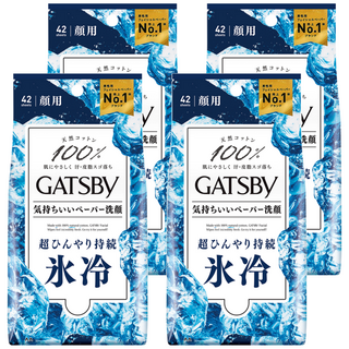 GATSBy 涼感濕紙巾 冰感型 42張, 4包, 199g