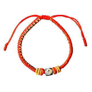 財神小舖 925純銀梵文五色線手鍊 本命佛 開光證書, 生肖兔文殊菩薩, 手圍14~20cm