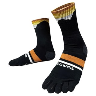 woawoa 漸層山巒系列羊毛五指襪 高筒 止滑 舒適透氣, 顏色隨機, L