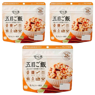 ANSHIN-MAI 安心米 五目集即時炊飯保存包，五種素材風味，附湯匙, 100g, 3包