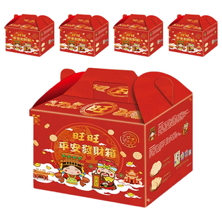 旺旺 平安發財箱 綜合零食禮盒 857g, 內含仙貝、雪餅等多種經典口味，獨立包裝，送禮自用皆宜, 5盒