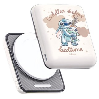Disney 迪士尼 晶磁系列 迷你磁吸無線充行動電源 5000mAh 原廠保固, PDN-001, 史迪奇抱抱