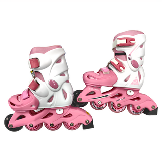 SUCCESS 成功 發光輪 兒童伸縮溜冰鞋, 可調尺寸, ABEC-5高速碳鋼培林+PU發光輪, 1雙, 粉紅色, M