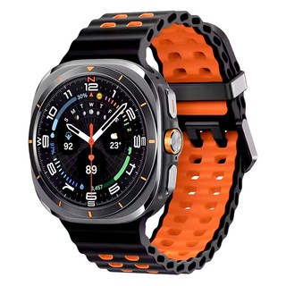 Space Shield Galaxy Watch 雙色海洋風矽膠錶帶, 1個, 黑橘色