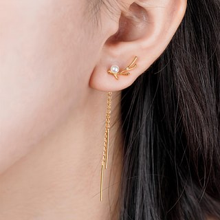 RADIANT STAR 璀璨之星 榮耀之鹿珍珠鹿角不對稱後掛式吊墜耳環 925純銀