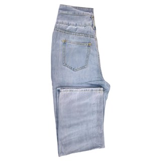 HL277 三排釦直筒丹寧寬褲, M, 淺藍