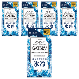 GATSBy 涼感濕紙巾 冰感型 42張, 5包, 199g