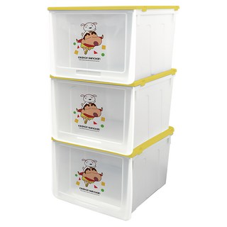 收納王妃 蠟筆小新 塑膠鞋盒3入組, 小新奔跑 黃色, 1組