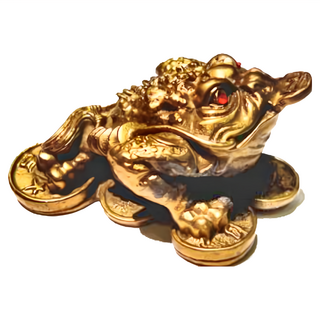 開運陶源 招財咬錢三腳蟾蜍 有助招財進寶 開店/投資/樂透/牌桌必備吉祥物, 迷你銅雕, 1個