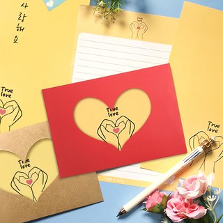 手比愛心信紙8入 + 信封4入組, 我愛你(信紙),隨機遞送(信封), 1組