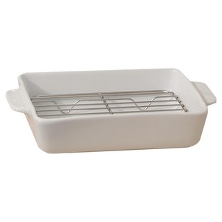 Careprin 附把手陶瓷烤盤 L號 (附不鏽鋼網架), 單色, 1個