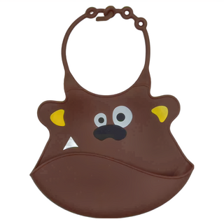 ULUBULU 矽膠圍兜 立體矽膠 6個月以上 可調節尺寸 棕熊, 棕熊 棕色, 1件, 1件