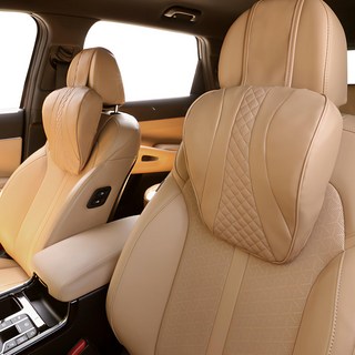 ruzen 忠實車用頸枕 + 麂皮枕套, 鞍褐色, 1套