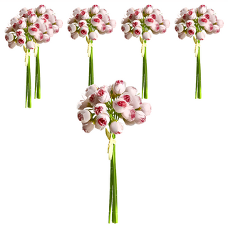 FLORAL M 仿真花奧斯丁漸變粉牡丹花材 打造浪漫居家氛圍, 6件, 粉紅色