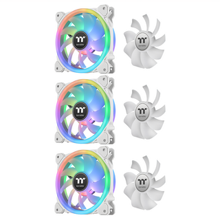 thermaltake 曜越 SWAFAN 12 RGB 白色 正反轉水冷排風扇 TT RGB軟體控制 5V, CL-F145-PL12SW-A, 3個