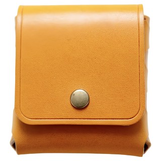 手工復古植鞣皮革掀蓋零錢包, 100%皮革, 大容量設計, 可收信用卡/紙鈔, 黃棕色, 61g