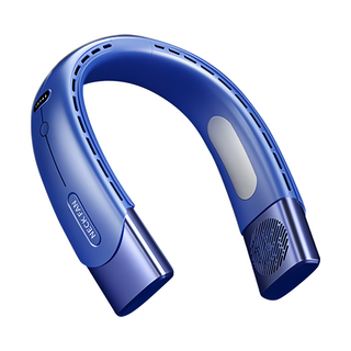 ANTIAN 冰瓷掛脖風扇 便攜大風力降溫電風扇 隨身懶人頸掛風扇 涼感渦輪無葉風扇, DS-005, 神秘藍