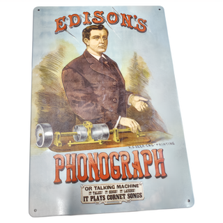 SCIENCE FACTORY 賽先生科學工廠 懷舊科學鐵皮牌 愛迪生的留聲機, 34 x 30cm