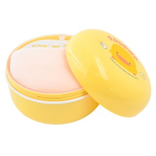 PiYOPiYO 黃色小鴨 痱子粉盒+隔層+粉撲, 115g, 1組