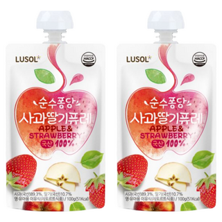 LUSOL 果泥 草莓蘋果, 韓國產, 無添加, 促進寶寶食慾, 100g, 2包