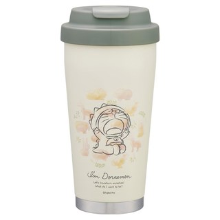 Skater 雙層真空不鏽鋼保冷杯 附手帶, 480ml, 1個, 哆啦A夢 米色